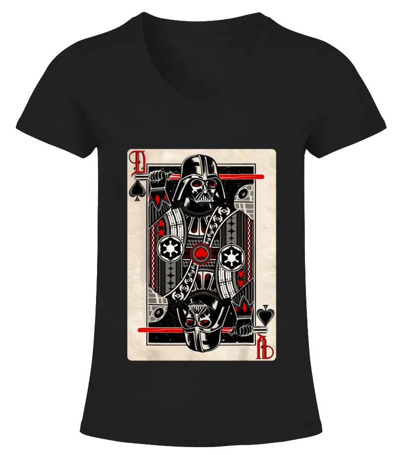 Darth Vader King of Spades Playing Card Camiseta cuello pico Mujer
