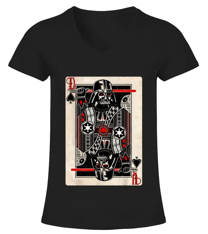 Darth Vader King of Spades Playing Card Camiseta cuello pico Mujer