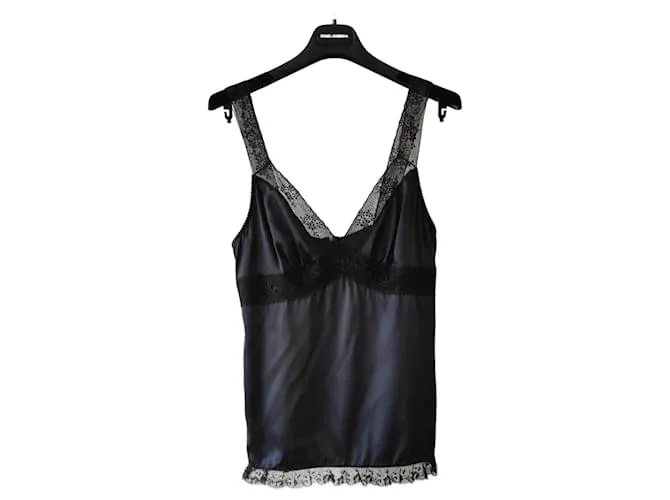 Dolce & Gabbana TOP LENCERÍA DOLCE&GABBANA DE SATÉN CON ENCAJE Negro 