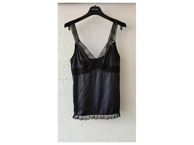 Dolce & Gabbana TOP LENCERÍA DOLCE&GABBANA DE SATÉN CON ENCAJE Negro 