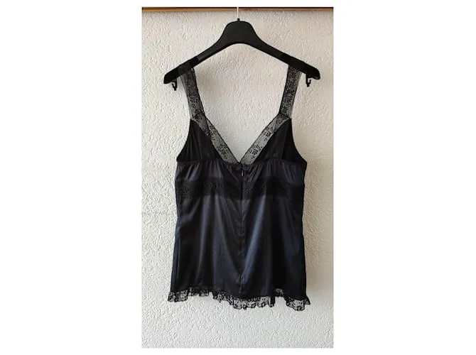 Dolce & Gabbana TOP LENCERÍA DOLCE&GABBANA DE SATÉN CON ENCAJE Negro 