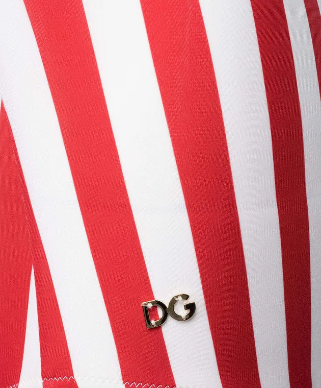 Dolce&Gabbana White striped swimsuit with logo