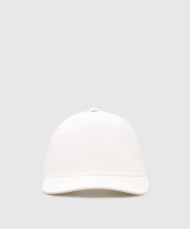 Enrico Mandelli White cap with metal logo