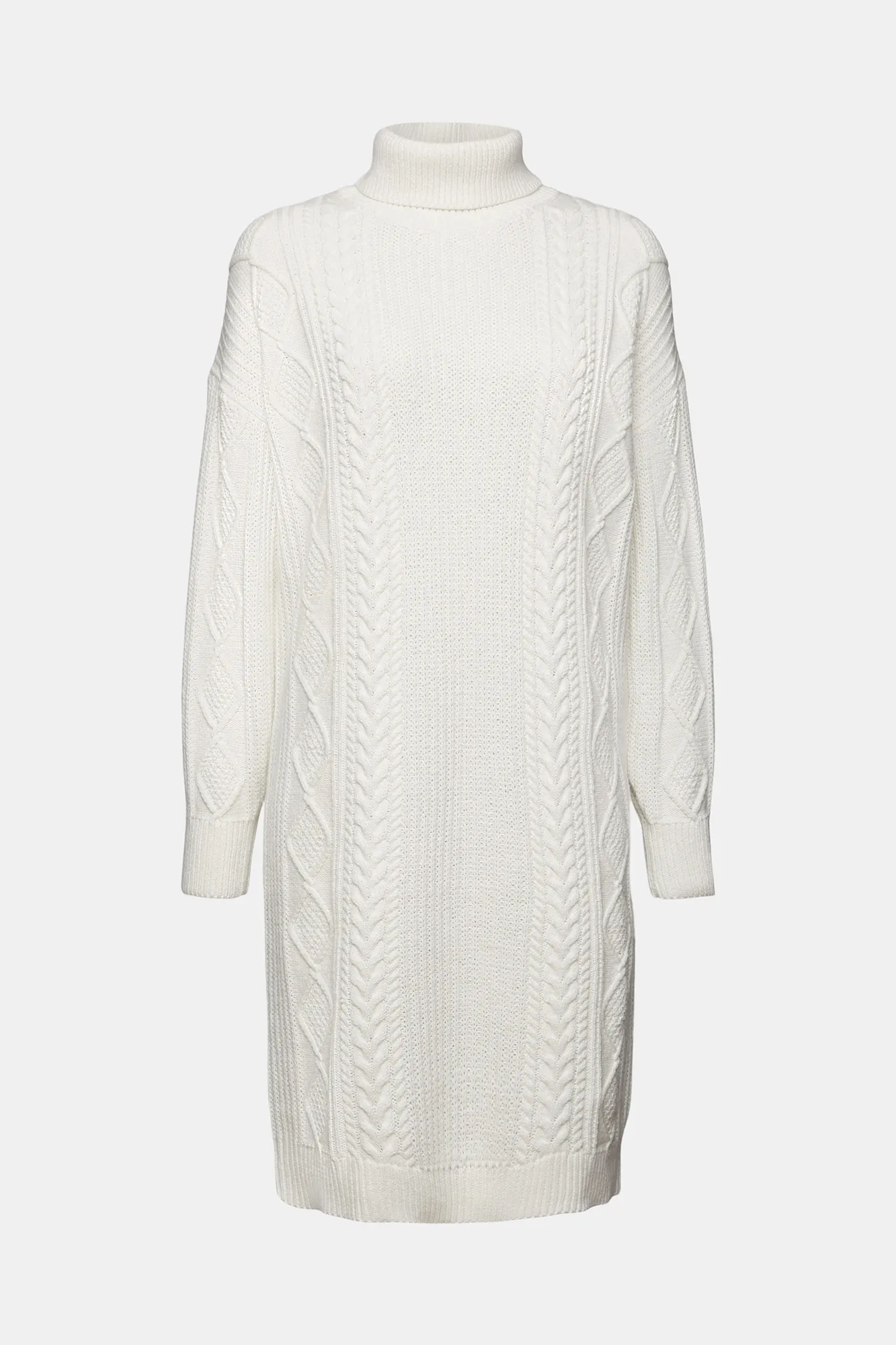 Esprit Vestido midi de punto cuello vuelto con algodón