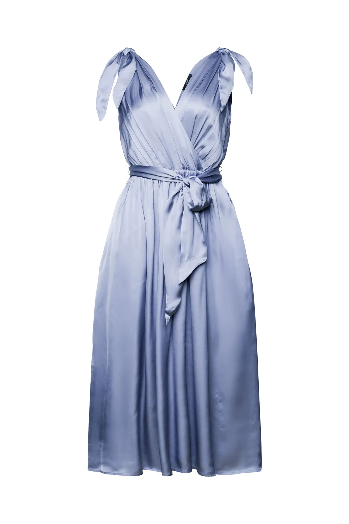 Esprit Vestido satinado midi tirantes lazos