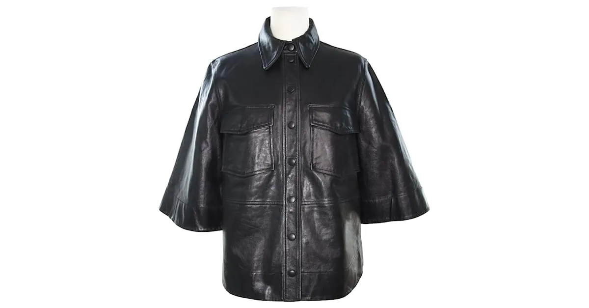 Ganni Chaqueta estilo camisa con botones negra Negro 