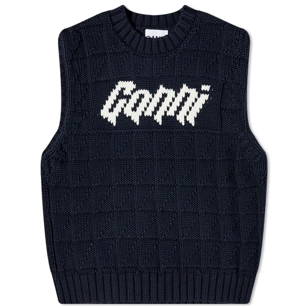 GANNI Cotton Rope Logo Vest