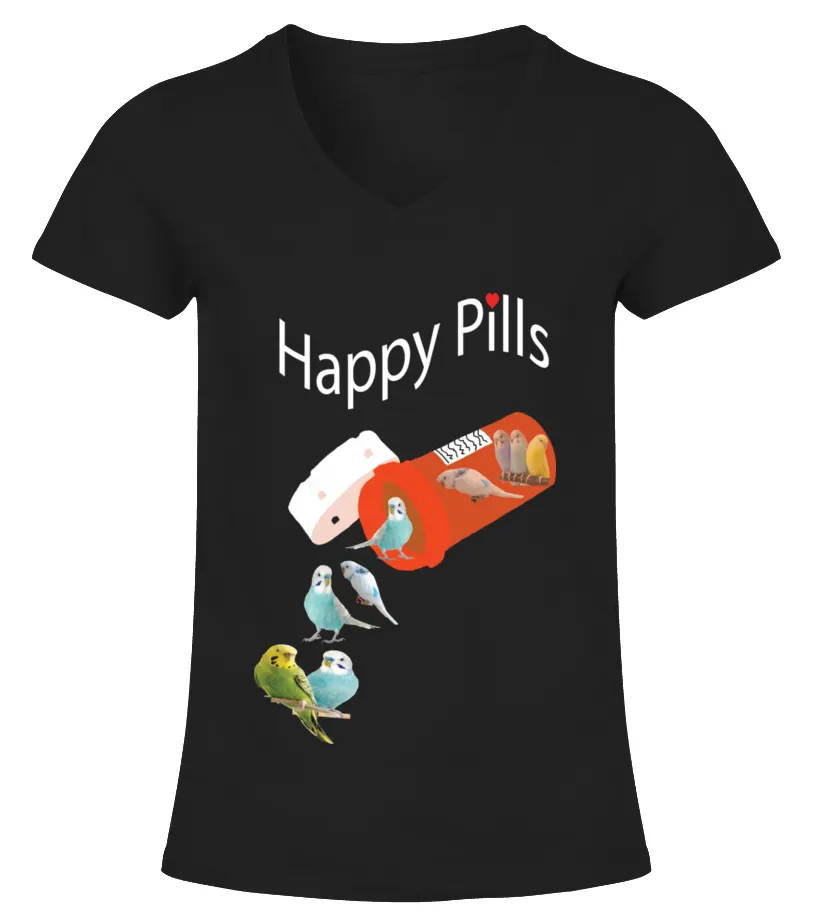 HAPPY PILLS WITH BUDGIE P Camiseta cuello pico Mujer