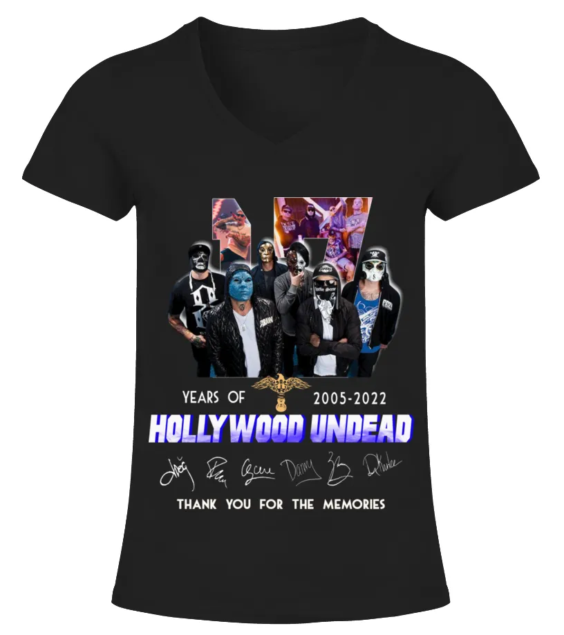 HOLLYWOOD UNDEAD 17 YEARS OF 20052022 CAMISETA CUELLO PICO MUJER