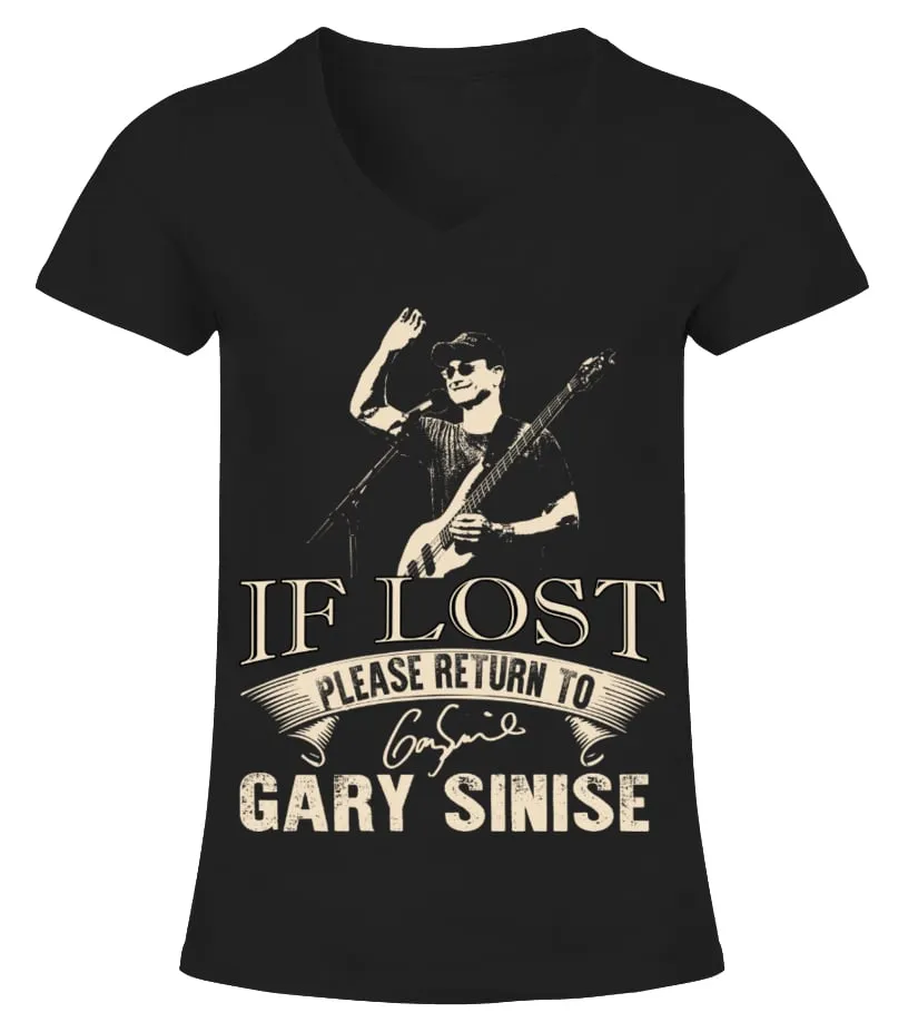 IF LOST PLEASE RETURN TO GARY SINISE Camiseta cuello pico Mujer