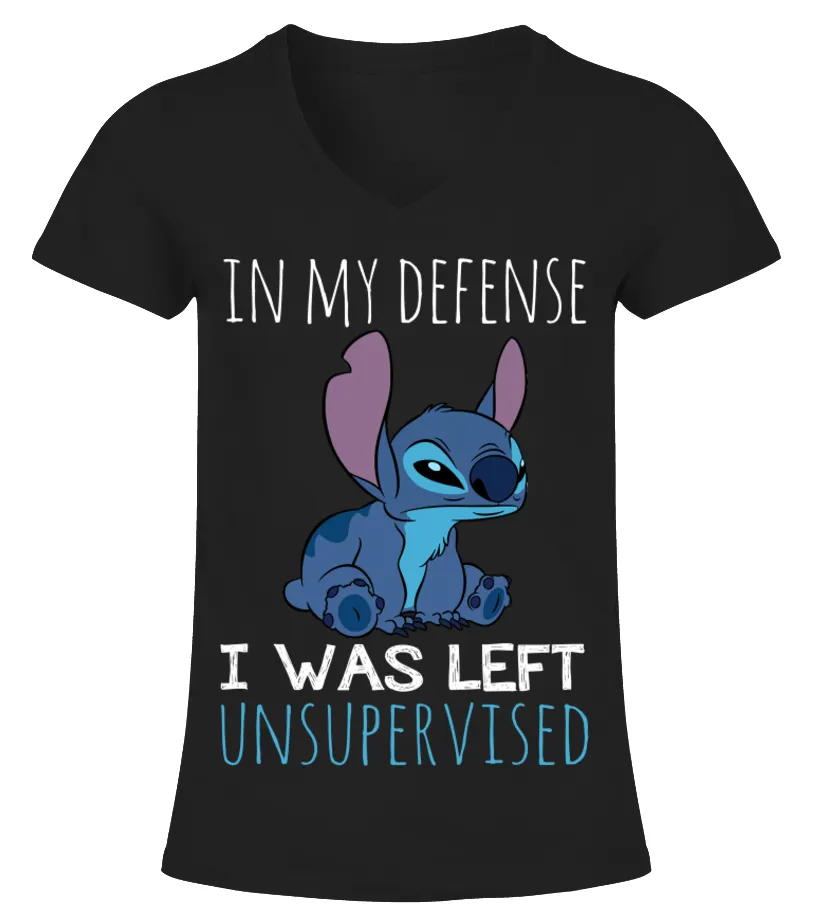 IN MY DEFENSE I WAS LEFT UNSUPERVISED Camiseta cuello pico Mujer