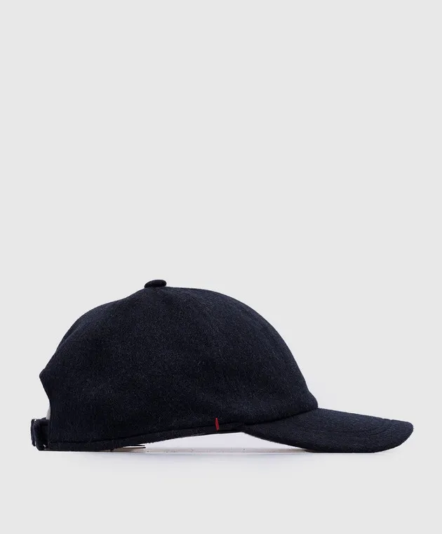 ISAIA Blue cashmere cap with logo embroidery