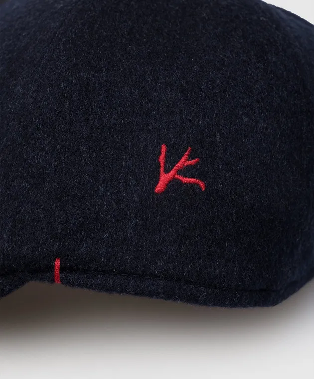 ISAIA Blue cashmere cap with logo embroidery