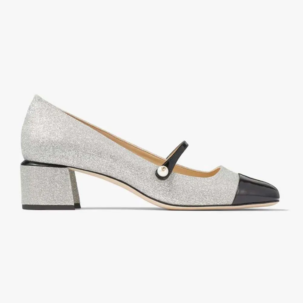 Jimmy Choo Mujer Elisa 45 Bombas plateadas con purpurina y charol