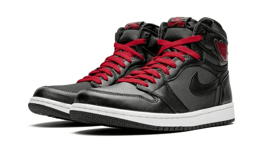 Jordan 1 Retro High Black Satin Gym Red