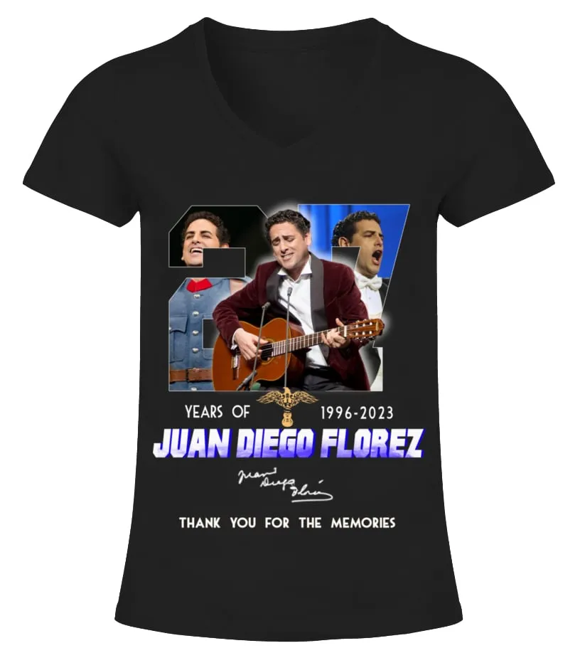 JUAN DIEGO FLOREZ 27 YEARS OF 19962023 CAMISETA CUELLO PICO MUJER