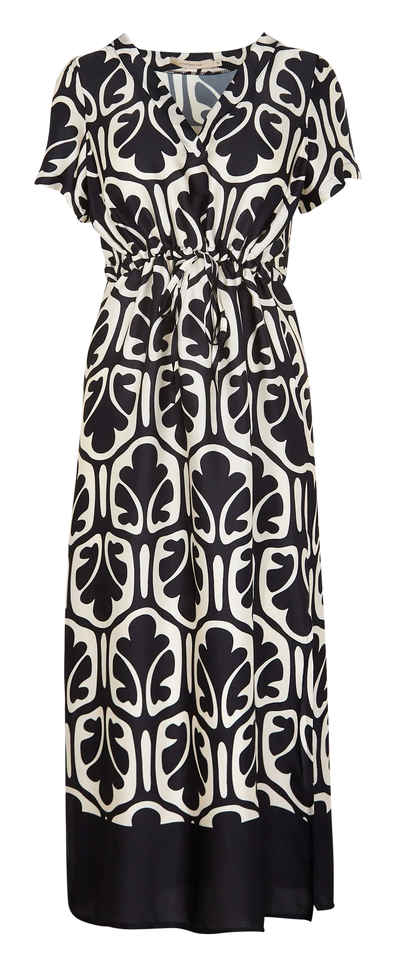 LA FEE MARABOUTEE Vestido largo recto con cuello de pico en negro