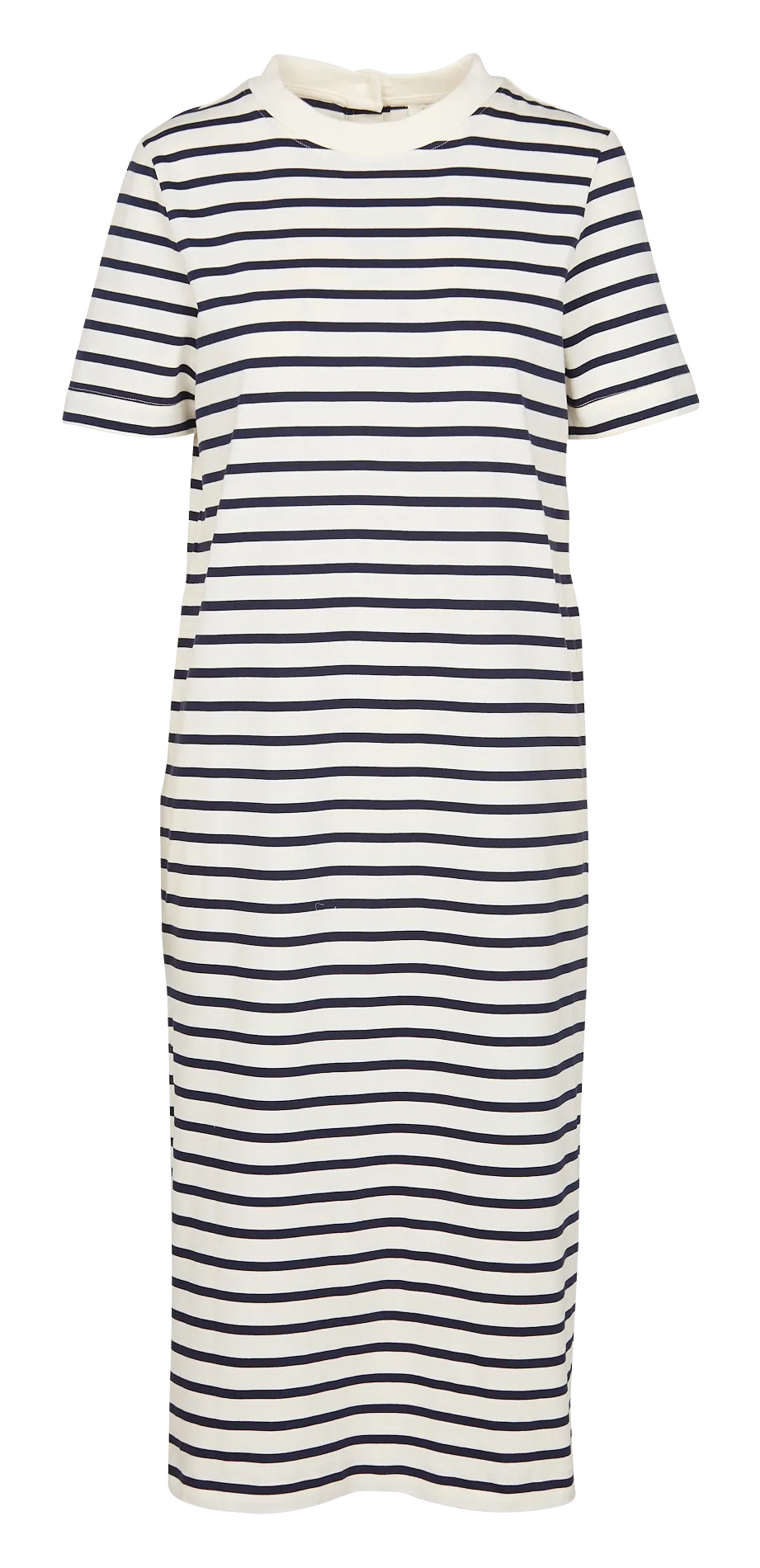 MAISON 123 AXEL  VESTIDO LARGO DE ALGODóN A RAYAS CON CUELLO REDONDO EN BEIGE