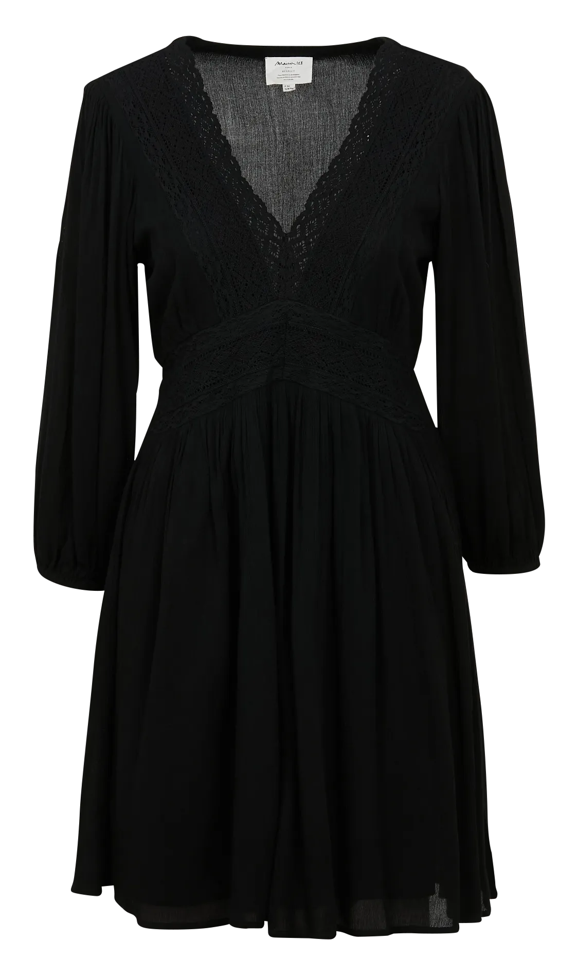 MAISON 123 CAMILLE BIS  VESTIDO MIDI AJUSTADO CON BORDADO EN NEGRO