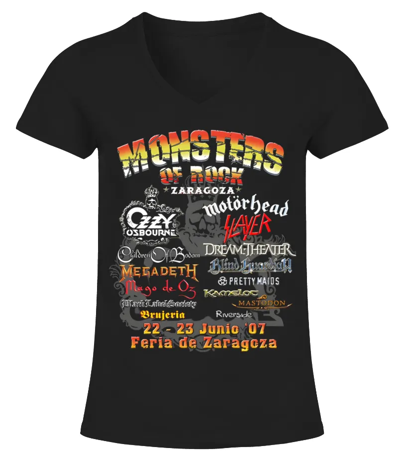 Monsters of Rock 2007 Zaragoza BK Camiseta cuello pico Mujer