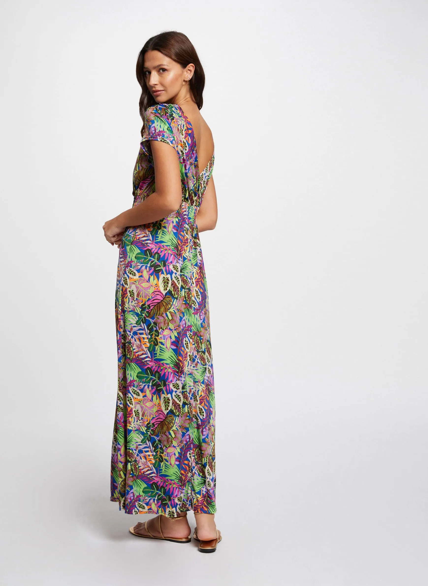 MORGAN RPALMI  VESTIDO LARGO AJUSTADO ESTAMPADO EN MULTICOLOR