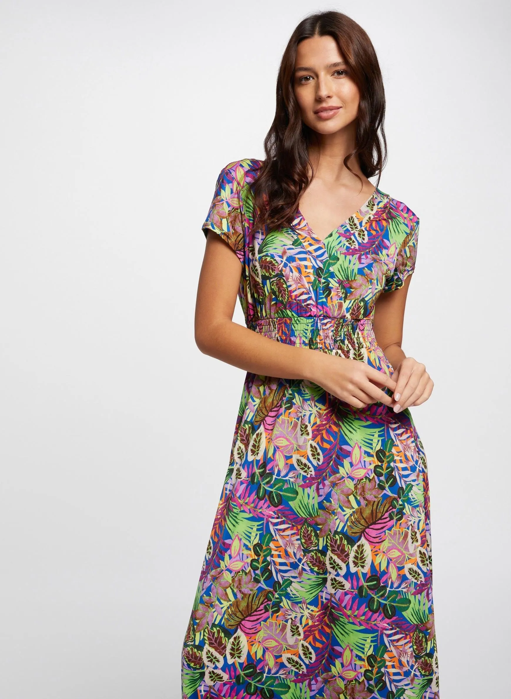 MORGAN RPALMI  VESTIDO LARGO AJUSTADO ESTAMPADO EN MULTICOLOR