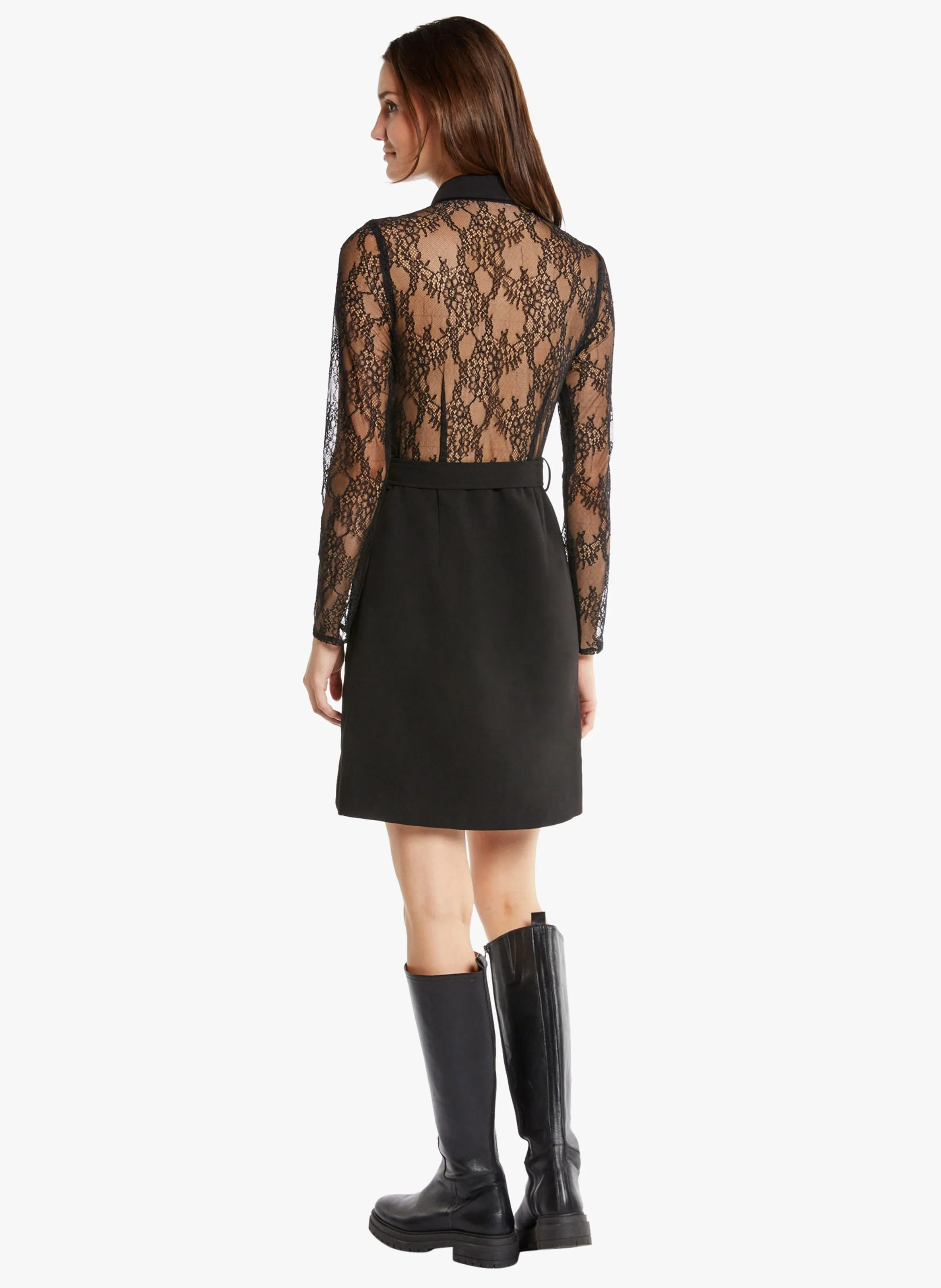 MORGAN RPIK  VESTIDO RECTO CON CUELLO CLáSICO EN NEGRO