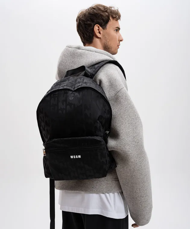 MSGM Black backpack with logo