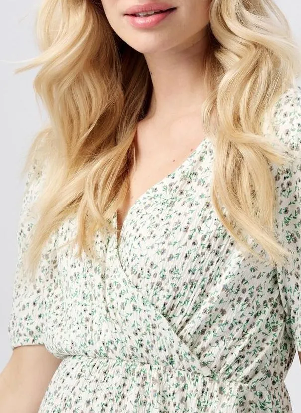 NOPPIES JAELYNN  VESTIDO MIDI DE MEZCLA DE ALGODóN ORGáNICO CON CUELLO DE PICO EN BLANCO