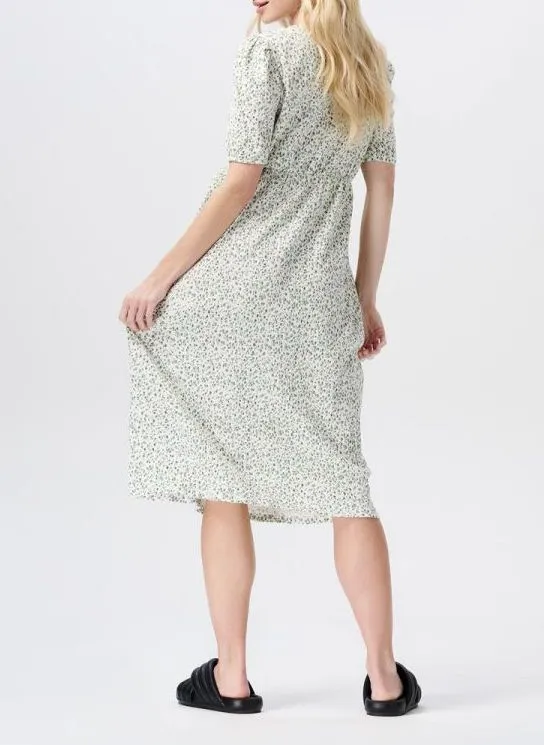 NOPPIES JAELYNN  VESTIDO MIDI DE MEZCLA DE ALGODóN ORGáNICO CON CUELLO DE PICO EN BLANCO