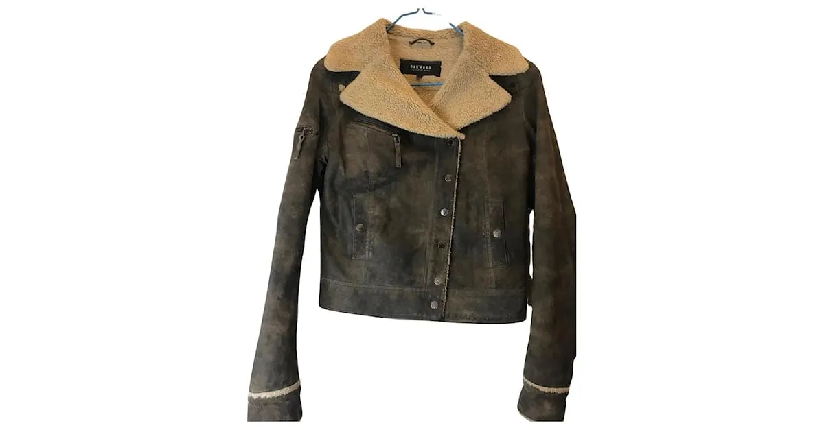 Oakwood chaqueta de cuero de madera de roble Marrón oscuro 