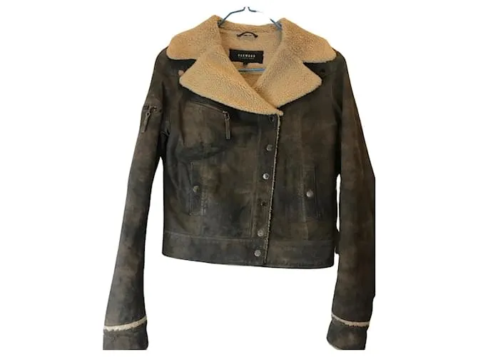 Oakwood chaqueta de cuero de madera de roble Marrón oscuro 