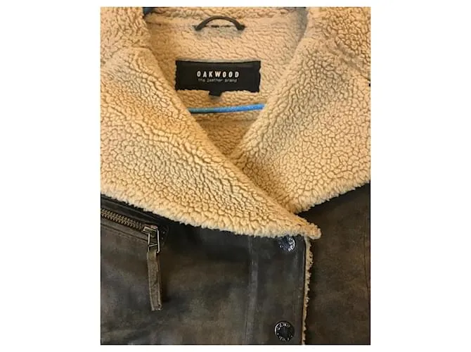Oakwood chaqueta de cuero de madera de roble Marrón oscuro 