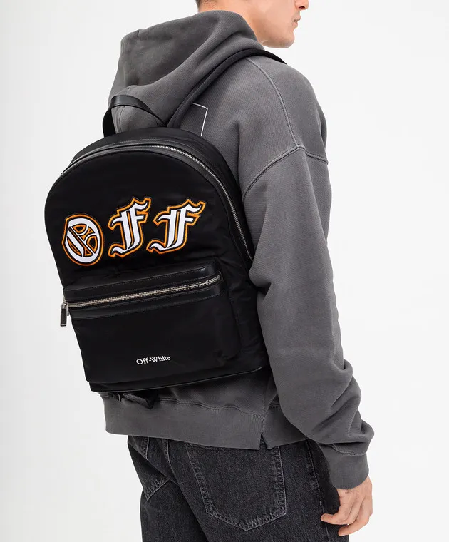 OFFWHITE BLACK BACKPACK WITH LOGO APPLIQUé