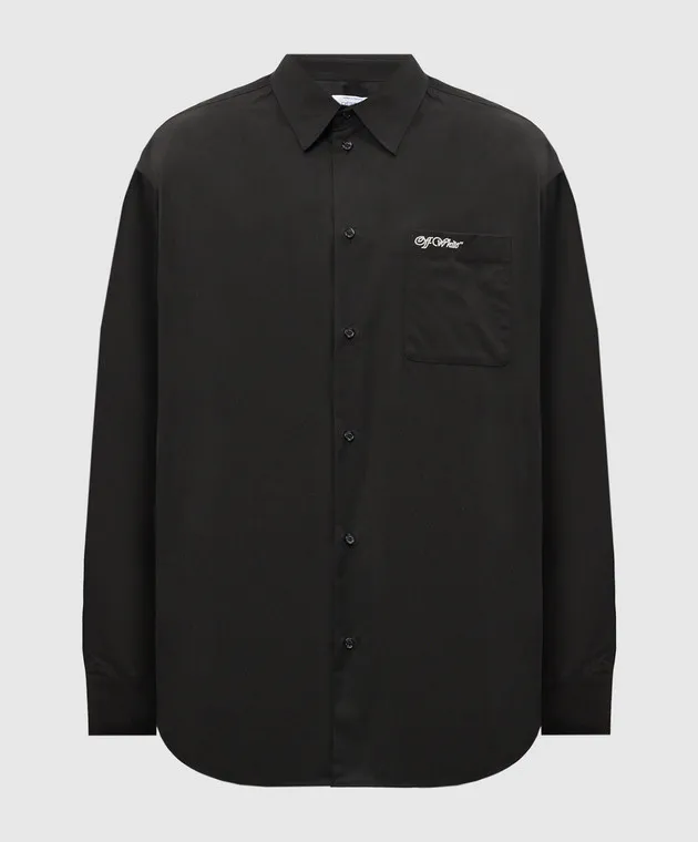 OFFWHITE BLACK SHIRT WITH LOGO EMBROIDERY