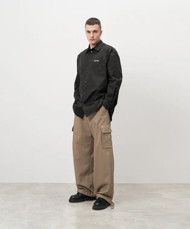 OFFWHITE BLACK SHIRT WITH LOGO EMBROIDERY