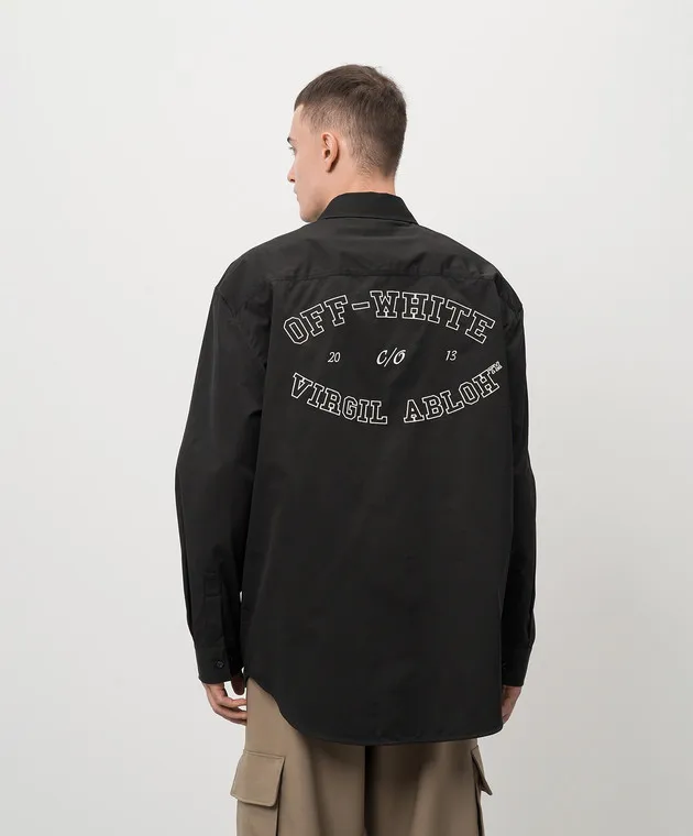 OFFWHITE BLACK SHIRT WITH LOGO EMBROIDERY