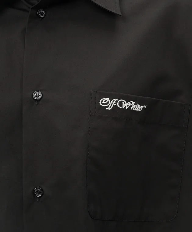 OFFWHITE BLACK SHIRT WITH LOGO EMBROIDERY