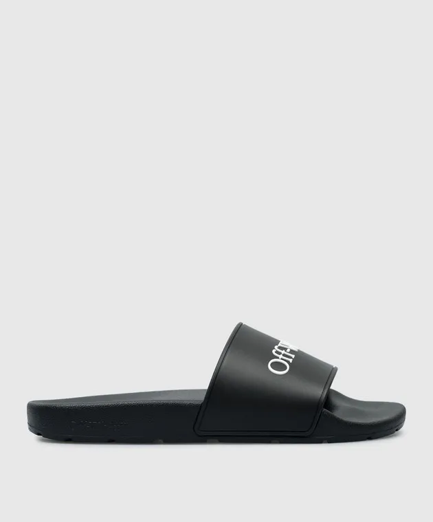 OFFWHITE BLACK SLIDERS WITH CONTRASTING LOGO