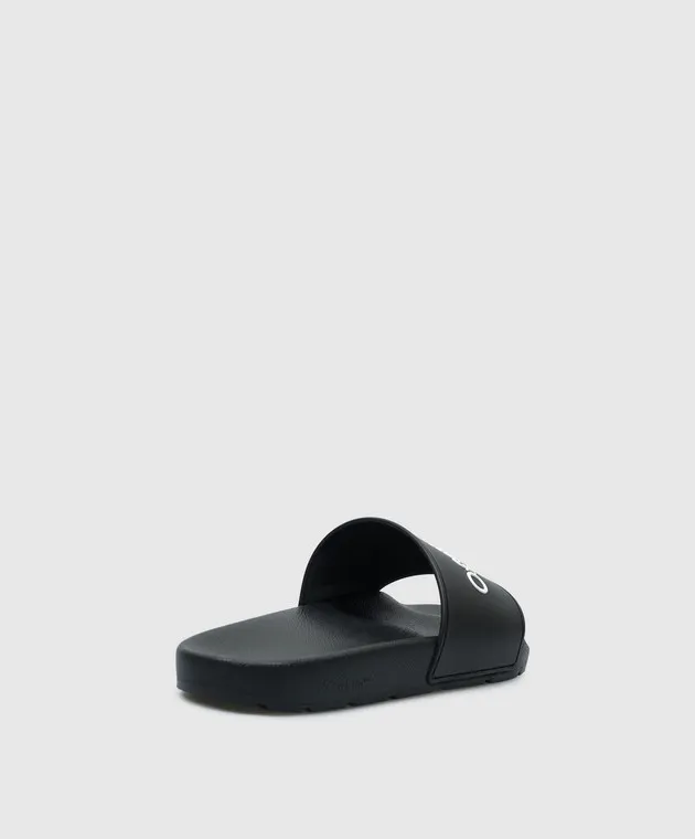 OFFWHITE BLACK SLIDERS WITH CONTRASTING LOGO