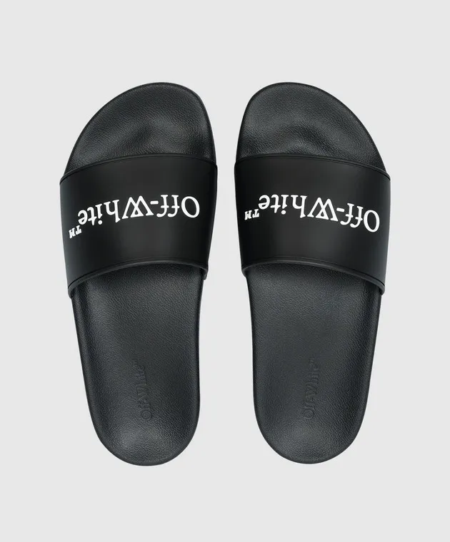 OFFWHITE BLACK SLIDERS WITH CONTRASTING LOGO