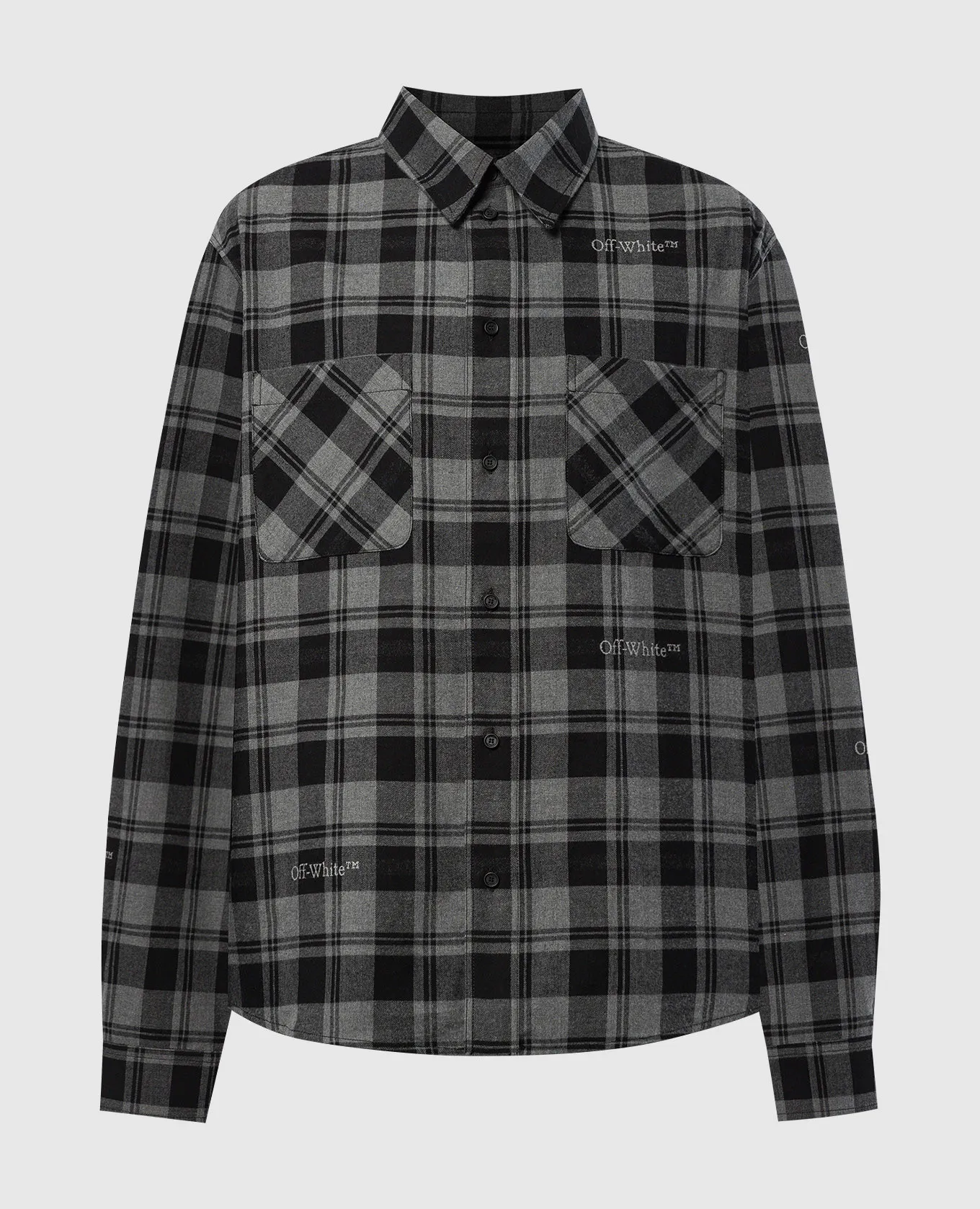 OFFWHITE GRAY CHECKERED SHIRT WITH LOGO