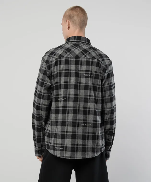 OFFWHITE GRAY CHECKERED SHIRT WITH LOGO