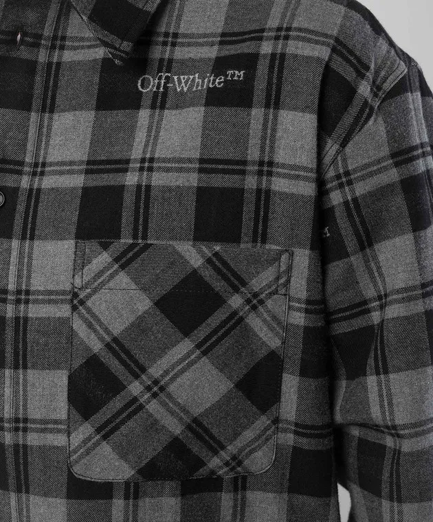 OFFWHITE GRAY CHECKERED SHIRT WITH LOGO