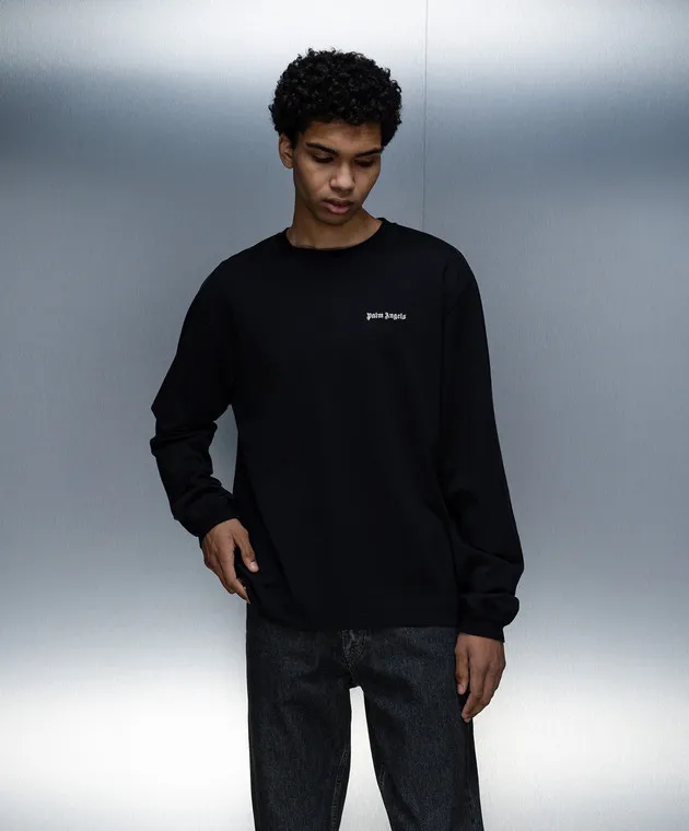 Palm Angels Black longsleeve with logo embroidery