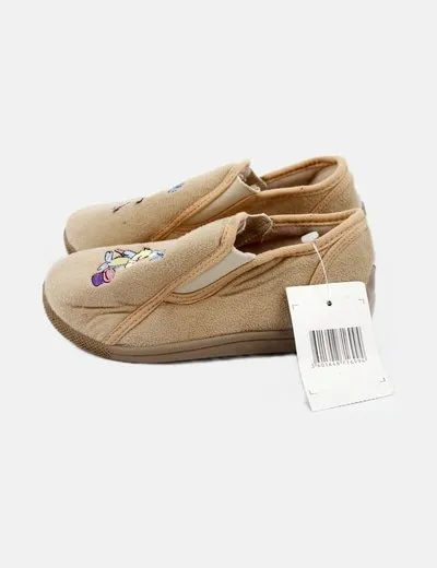 Pantoof Zapatilla beige con bordados