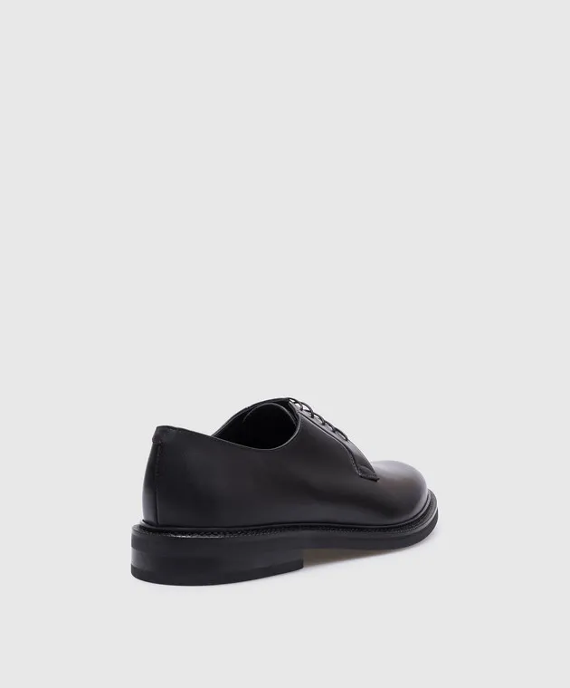 Peserico Black leather derbies with embossed logo