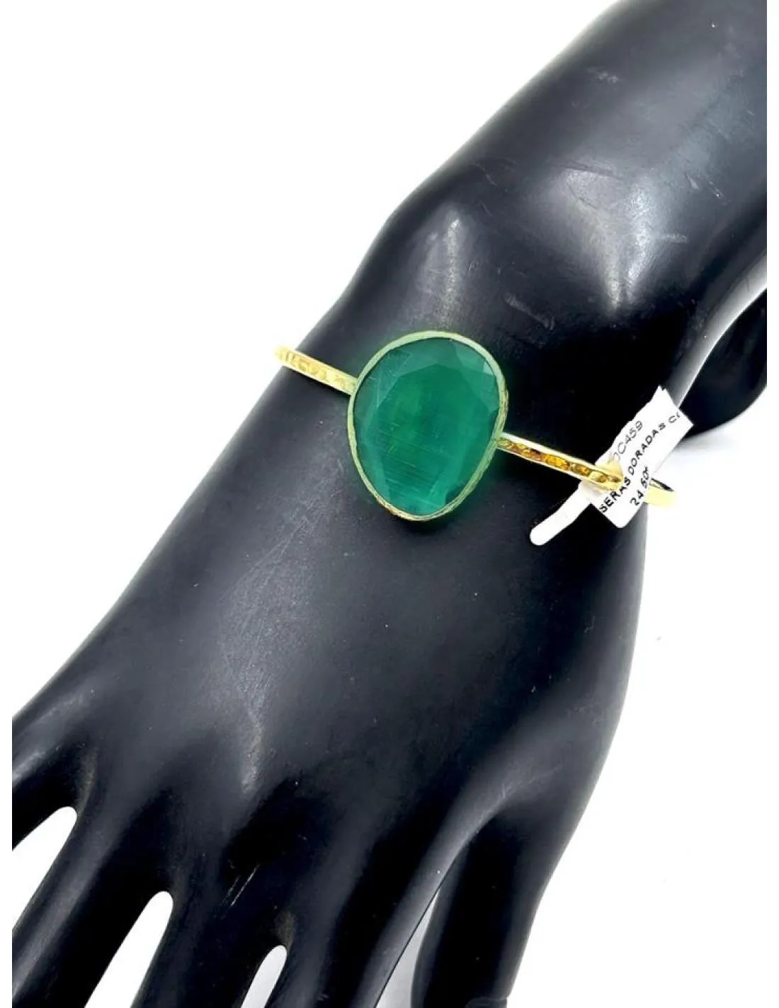 PULSERAS DORADAS CON PIEDRAS VERDES PARA BODAS