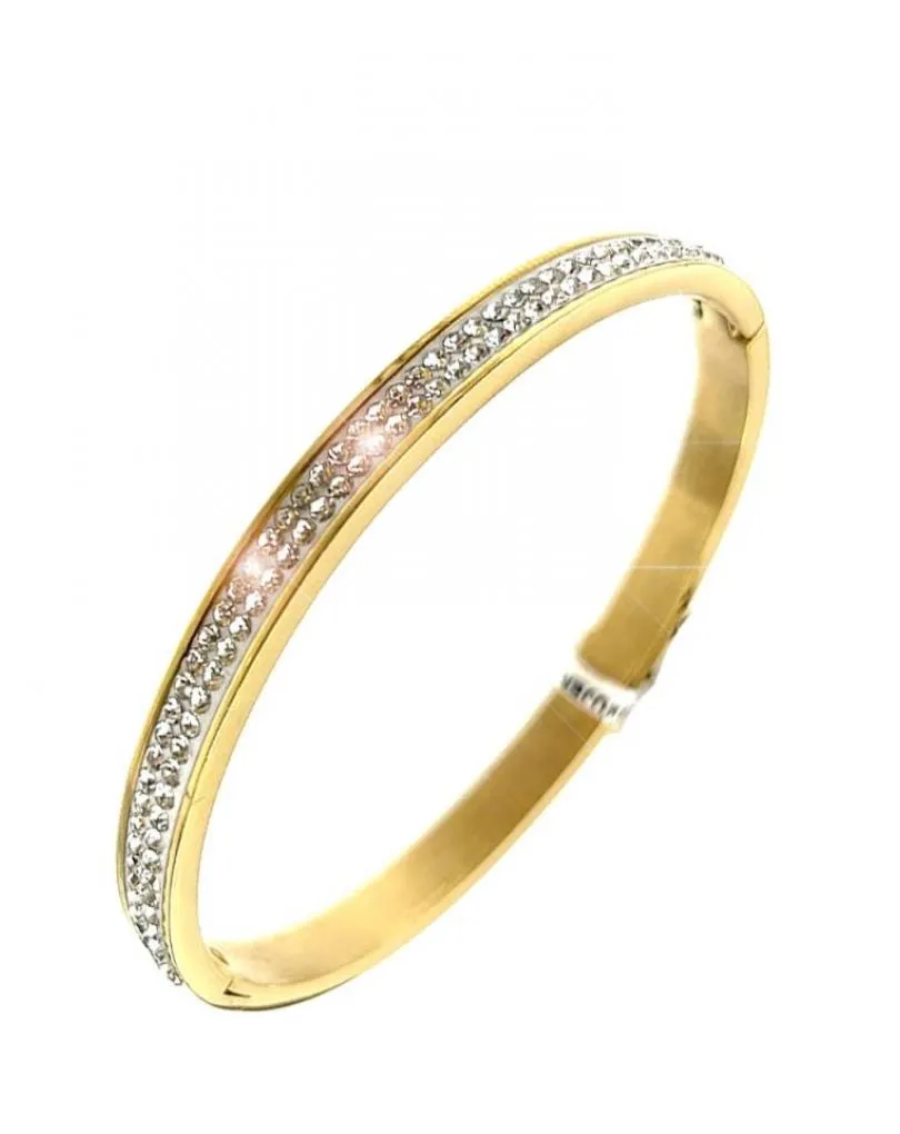 PULSERAS MUJER DORADAS CON ELEGANTE CRISTAL BRILLO
