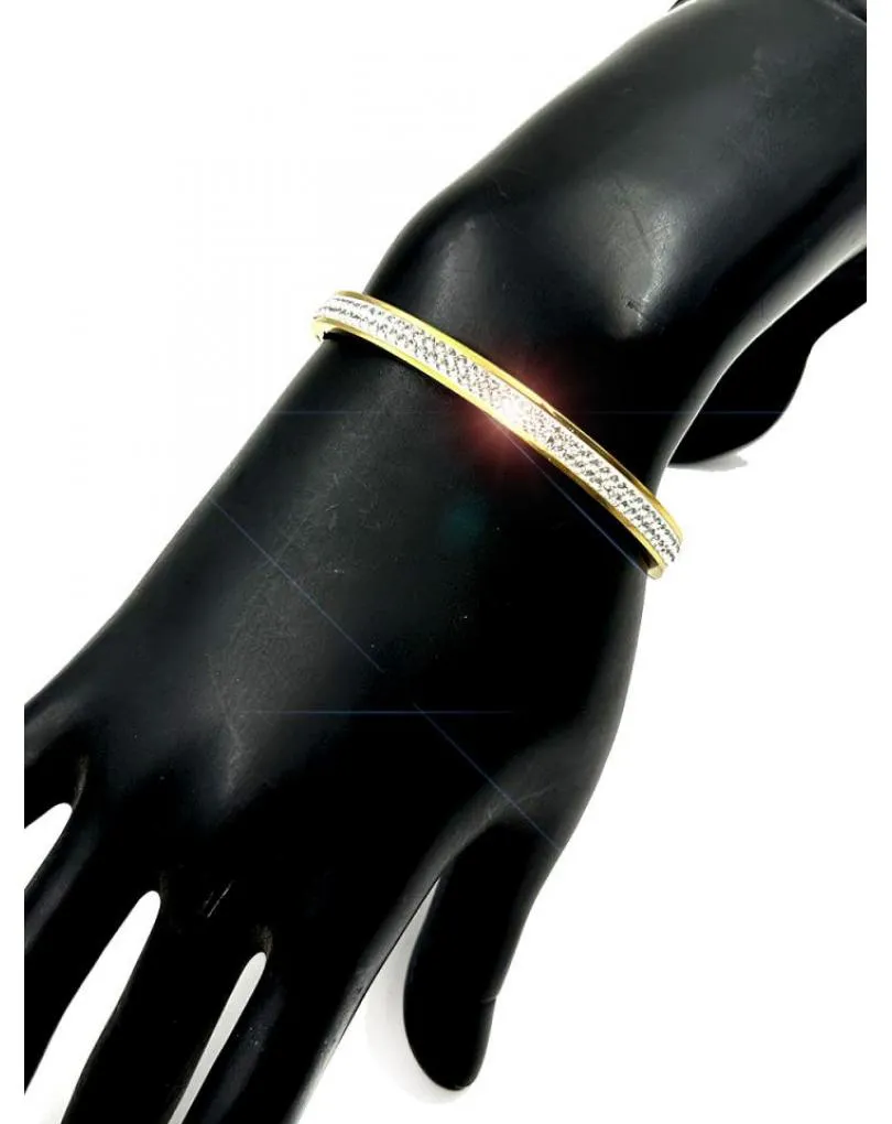 PULSERAS MUJER DORADAS CON ELEGANTE CRISTAL BRILLO